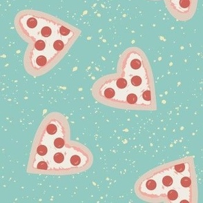 Pizza my Heart in teal splatter 