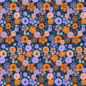 Blue and Orange Naive Vivid Retro Vibe Bloom