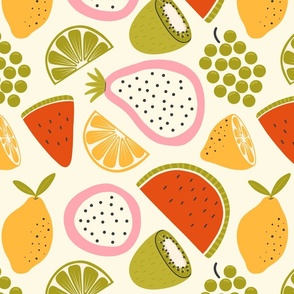 Tropical Fruit Salad  - Bright Summer Colours - Large Scale 