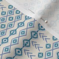 Geometric Abstract Fairisle Knit Pattern in Cream, Turquoise & Blue