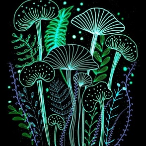 Neon green mushrooms