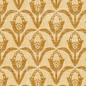 Catherine - rustic motif - muted yellow