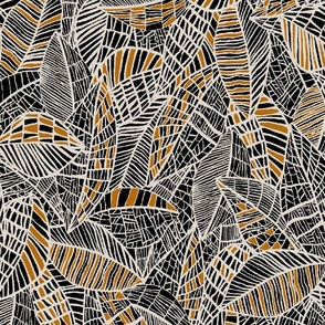 African Leaves Black and white  surface with orange tone