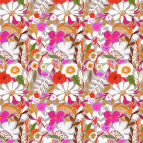 abstract painterly flowers beige and pink greens copy