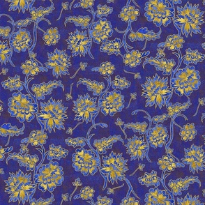 Royal Blue and Gold Chintz