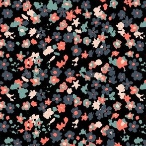 Gothic 90s vibe small ditsy flowers on black