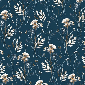 Harvest Hue | Magical white and creamy dried flowers in a midnight blue sky