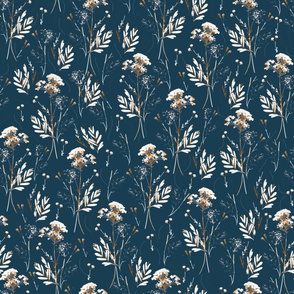 Large Scale | Harvest Hue | Magical white and creamy dried flowers in a midnight blue sky