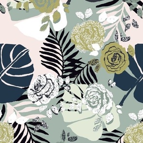 Tropical fabric print Matcha color trend silhouette tropical