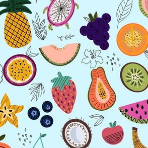 Colombian fruits - 100% hand drawn - Large