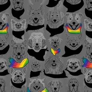 Large Dog pride in rainbow accented bandanas