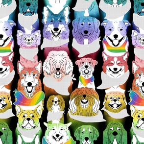 Large Rainbow Dog pride in bandanas
