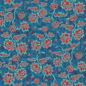 Red and Teal Chinese Chintz