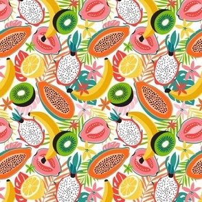 Tasty Tropics - Hand Drawn  Summer Tropical Fruits White Small