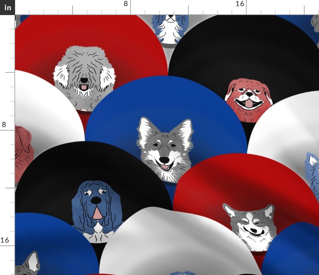 Large Dog pride in red white blue scattered cones