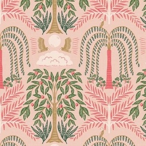 small - Orchard Owl - pinks and greens