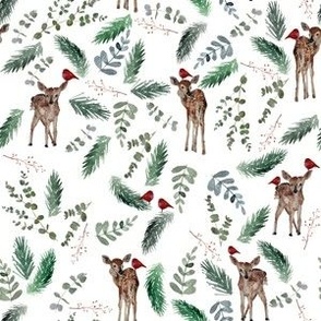 6" Christmas Deer / Eucalyptus / Birds 