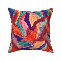 Painted fabric Colorful red hand painted abstract surface