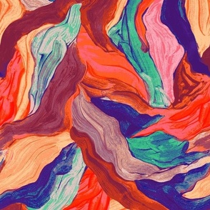 Painted fabric Colorful red hand painted abstract surface