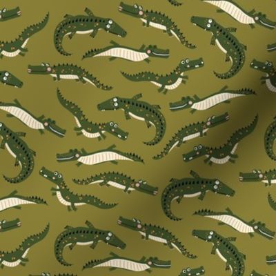 Small Swimming Gators, Avocado Green