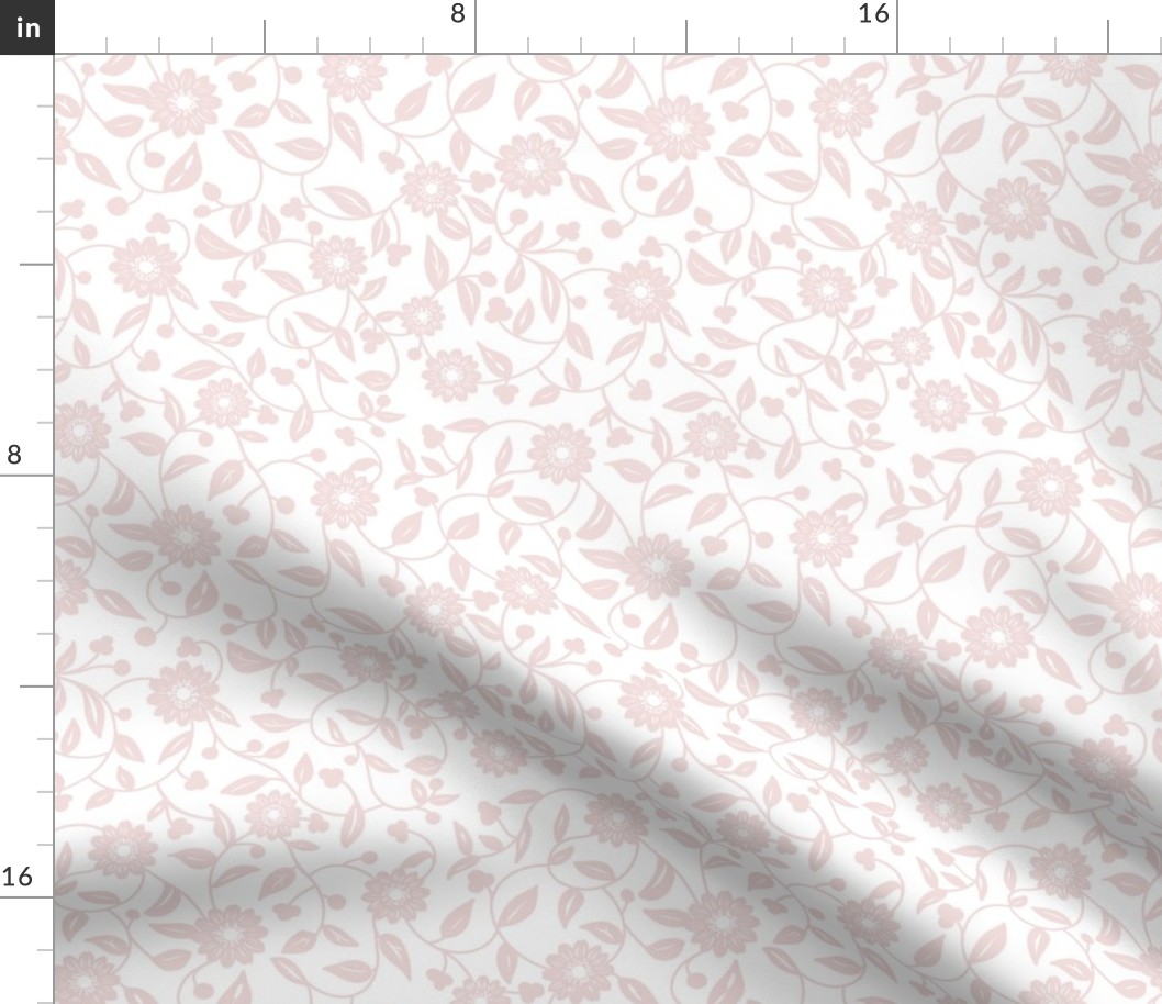 pastel blush pink flowers on a white background - small scale