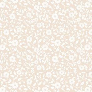 white flowers on a soft neutral beige background 03 - small scale