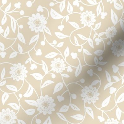 white flowers on a soft neutral beige background 02 - small scale