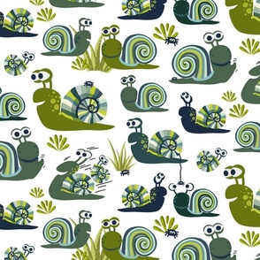 Cute snails in green and blue