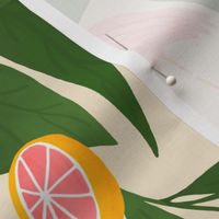 pink flamingos and pink lemons tropical fruit in the tropics