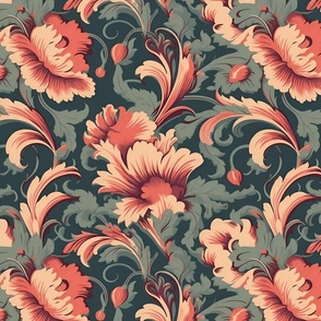 Coral and Olive Floral