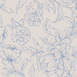 CREAM AND BLUE_ PEONY_WIDER REPEAT