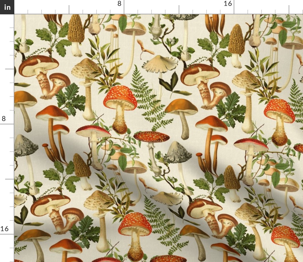 MUSHROOM FOREST - MEDIUM SCALE VINTAGE WARM CREAM