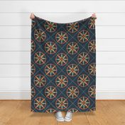 Nautical Compass Pattern with  wind rose on intricately patterned background - medium scale