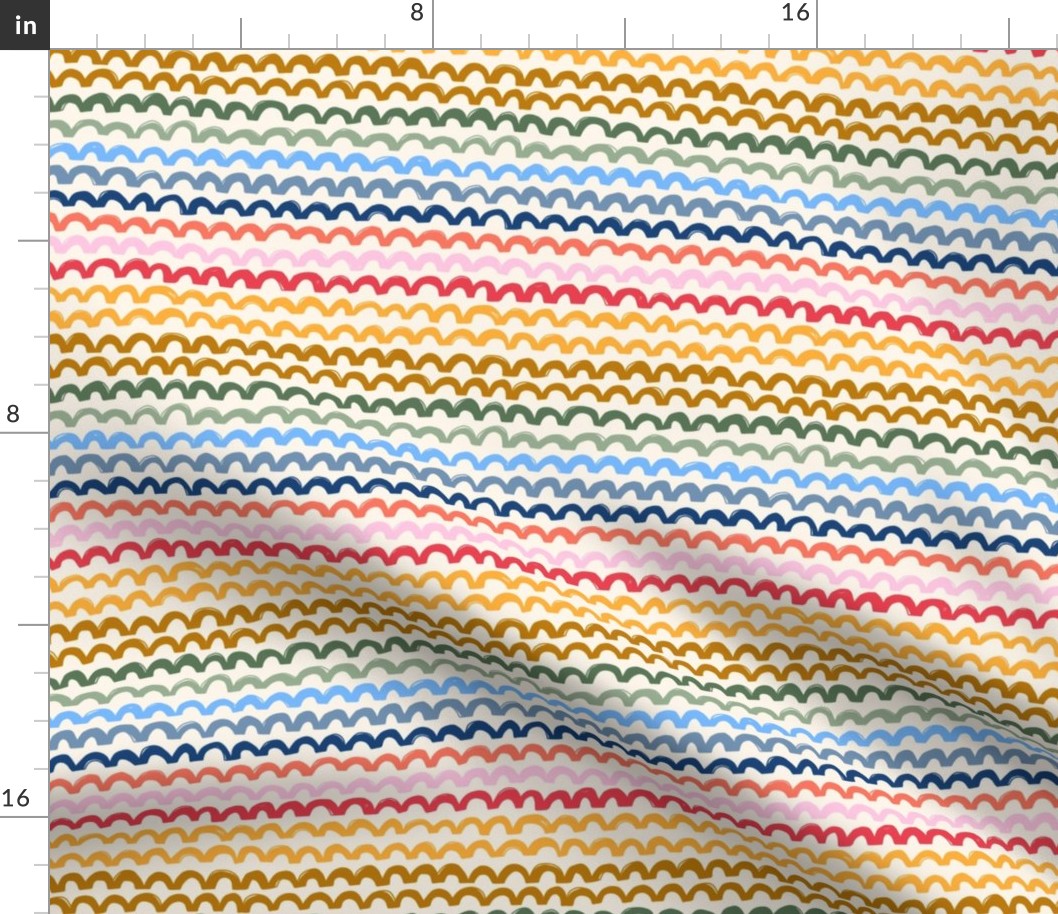 Joyful Scallop Stripes - Small Scale