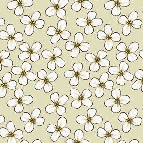 Vintage Flowers (pale leafy green) Playful Pets collection