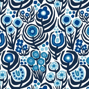 Folk Floral in Blue – Large Scale