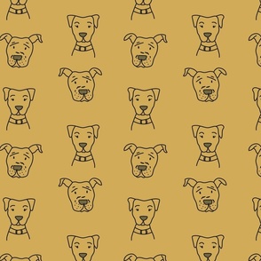 Large Dog Inspired Begging Faces Print in Mustard Yellow