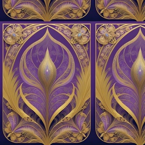 Queen of purple and gold, purple gold Damask, luxurious golden design, vintage gold decor, futuristic vintage design, vintage style, redesigned, elegant decor, timeless style, luxury style, floral golden, beautiful intricate, opulent gold Damask, antique 
