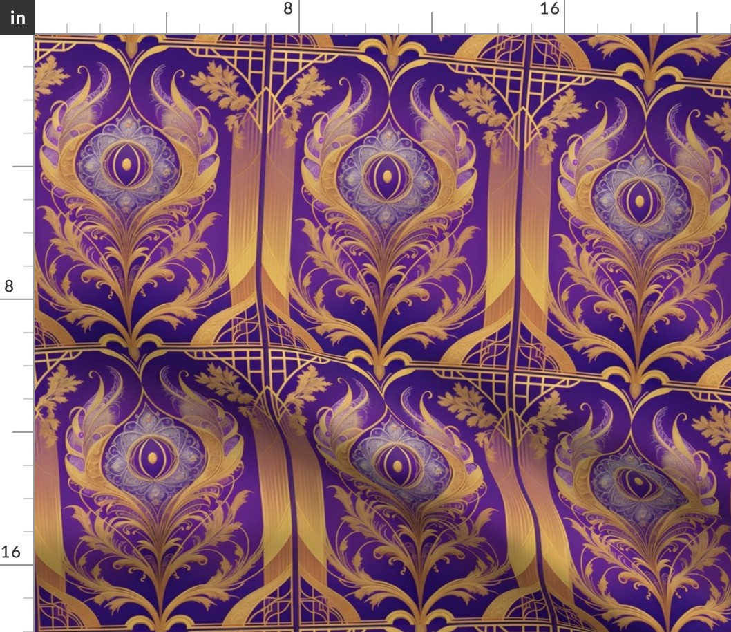 Queen of purple and gold, purple gold Damask, luxurious golden design, vintage gold decor, futuristic vintage design, vintage style, redesigned, elegant decor, timeless style, luxury style, floral golden, beautiful intricate, opulent gold Damask, antique 