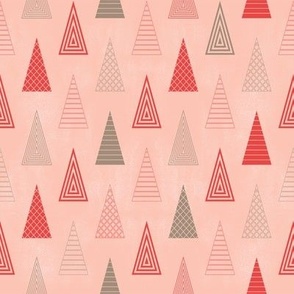 Pink and Red Minimal Christmas Trees