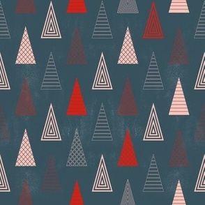 Gray and Red Minimal Christmas Trees