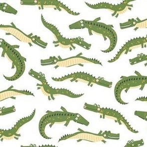 Small Swimming Gators on White
