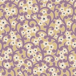 Swirly Blossoms - Lavender Yellow