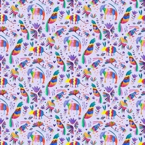 Otomi Mexican Colourful Animals On Lilac SMALL