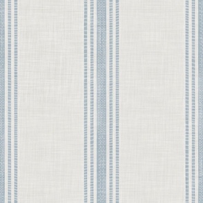 [L] French Blue Provincial Grain Sack - Vertical Stripe - Chambray Blue
