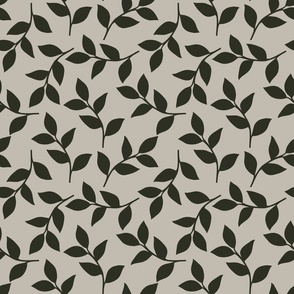 Fall floral Noir Scattered Leaves Tossed on Creamy Beige Neutral 