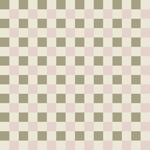 mini retro checkers 0.5'' - olive blush oatmeal 