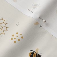 Bumblebee - Save the bees honeycomb off-white Medium - hand drawn honey comb 
