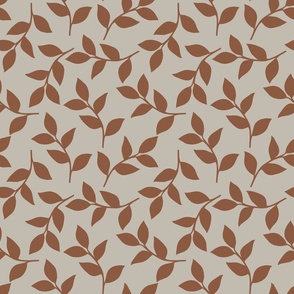 Large Autumn Copper Leaves on Cream Beige  