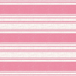 Linen Textured Pink and Ecru Stripes